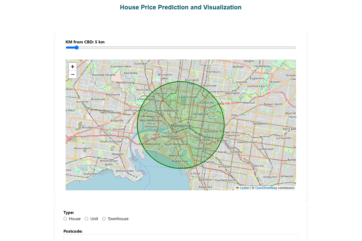 housing price prediction web app homepage